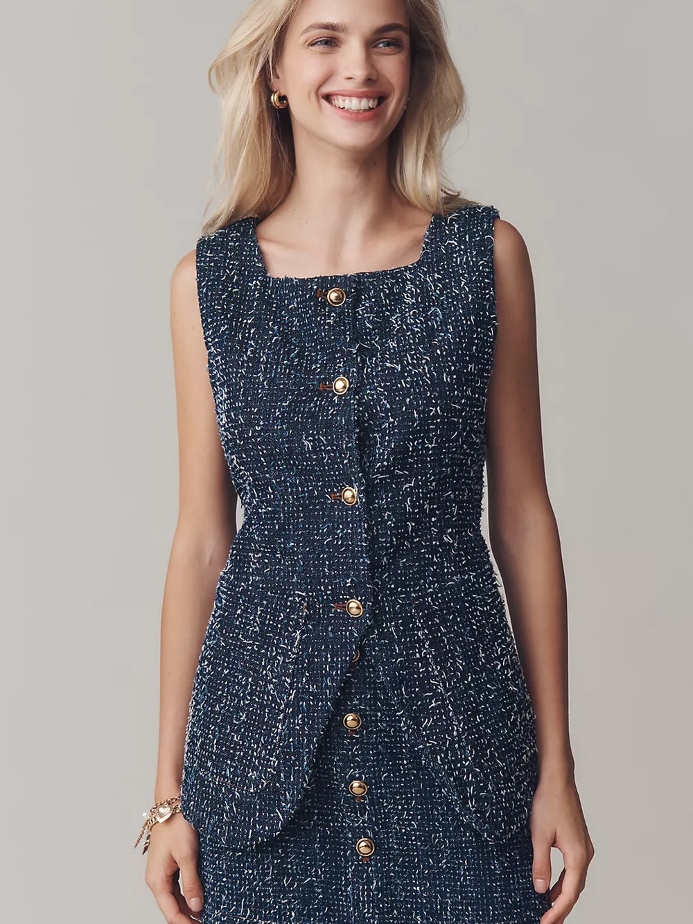 Maeve Needle-Punched Denim Vest (Size S)